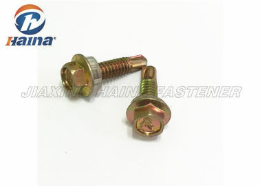 Tornillos de perforación plateados cinc amarillo del uno mismo de la cabeza de hex. del estruendo 7504 y lavadora de EPDM