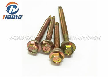 Tornillos de perforación plateados cinc amarillo del uno mismo de la cabeza de hex. del estruendo 7504 y lavadora de EPDM