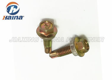 Tornillos de perforación plateados cinc amarillo del uno mismo de la cabeza de hex. del estruendo 7504 y lavadora de EPDM